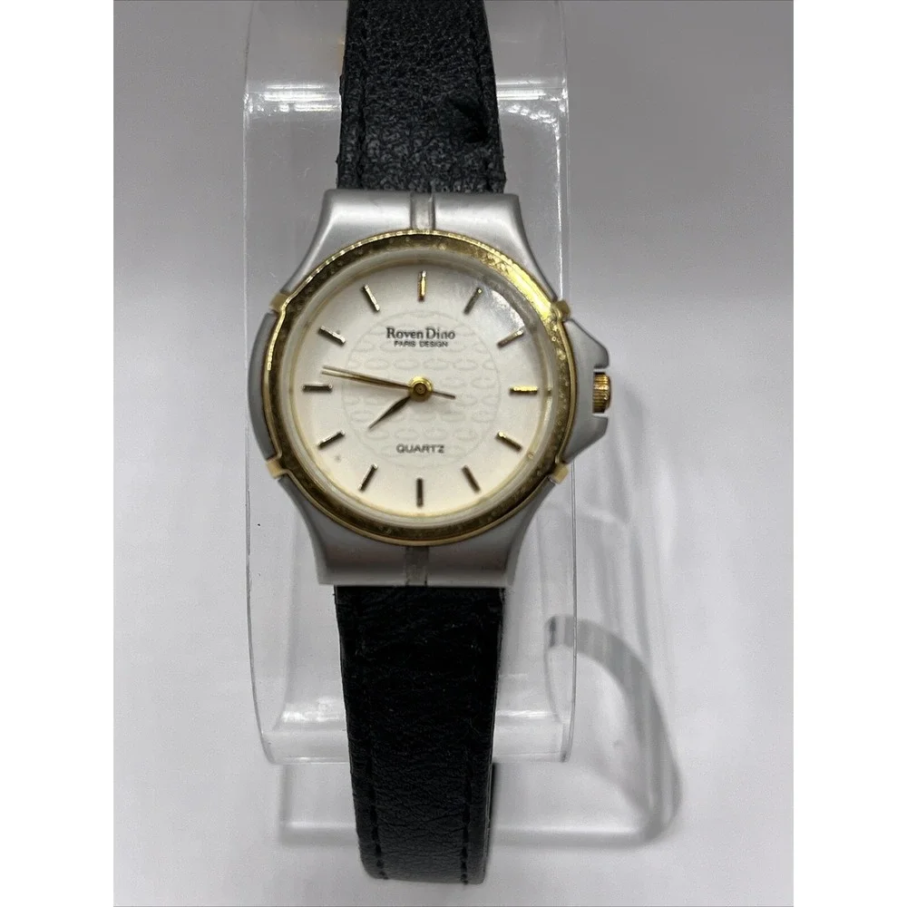 Roven Dino Paris Design Women's Quartz Watch 24mm Case Black‎ Band- New Battery